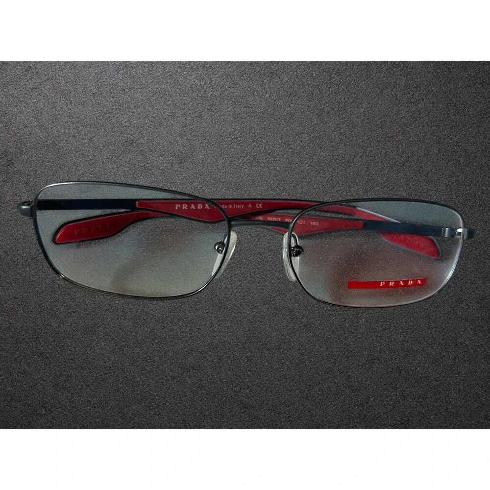 Prada Linea Rossa PS 50QV Eyeglasses Frame Only Black Red Men's
